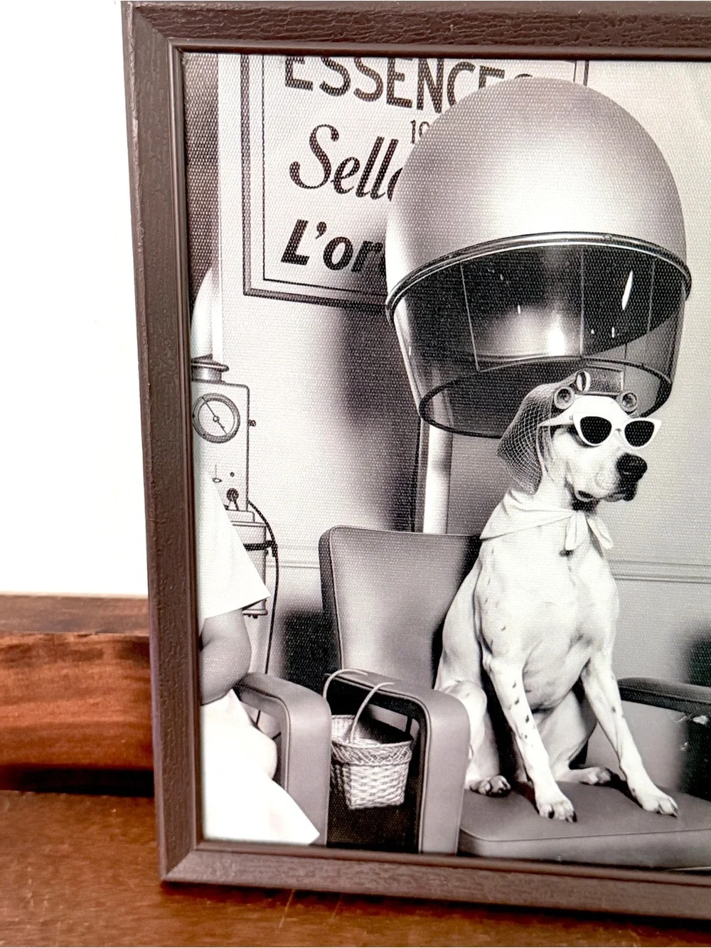 Dog Hair Salon Retro Vintage Style Canvas Wall Hanging Art Framed 8.5x10.5”